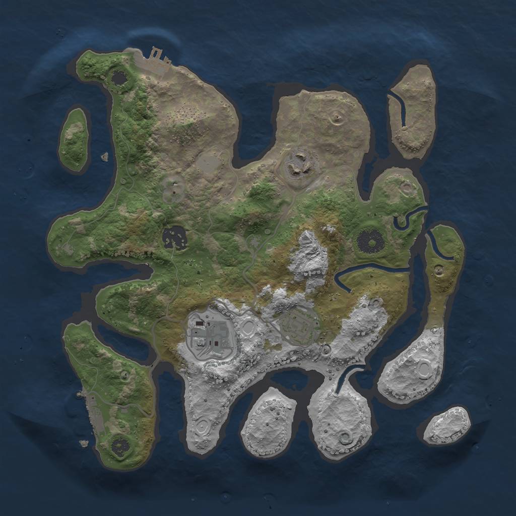 Rust Map: Procedural Map, Size: 3000, Seed: 109261, 11 Monuments
