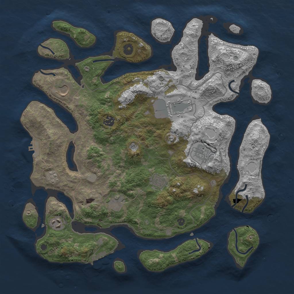 Rust Map: Procedural Map, Size: 4000, Seed: 123448961, 16 Monuments