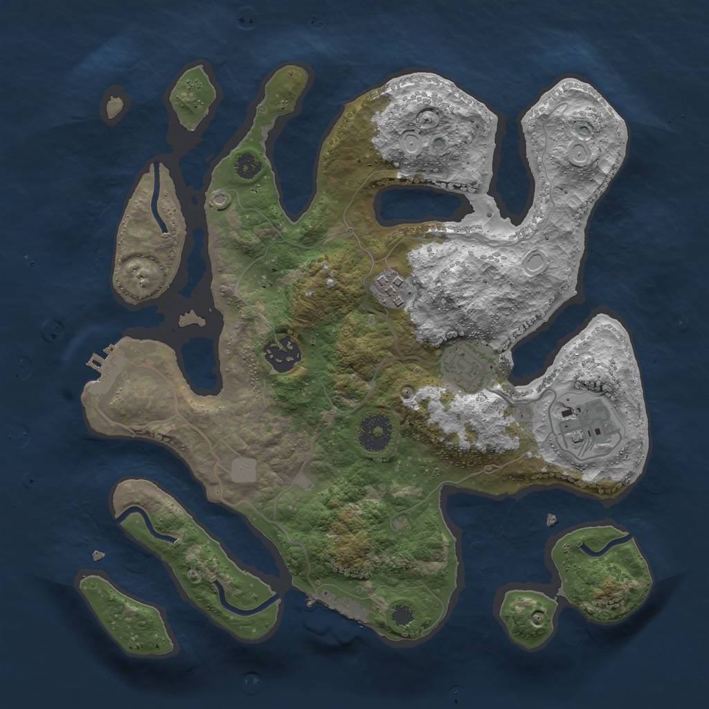 Rust Map: Procedural Map, Size: 3000, Seed: 9650219, 11 Monuments