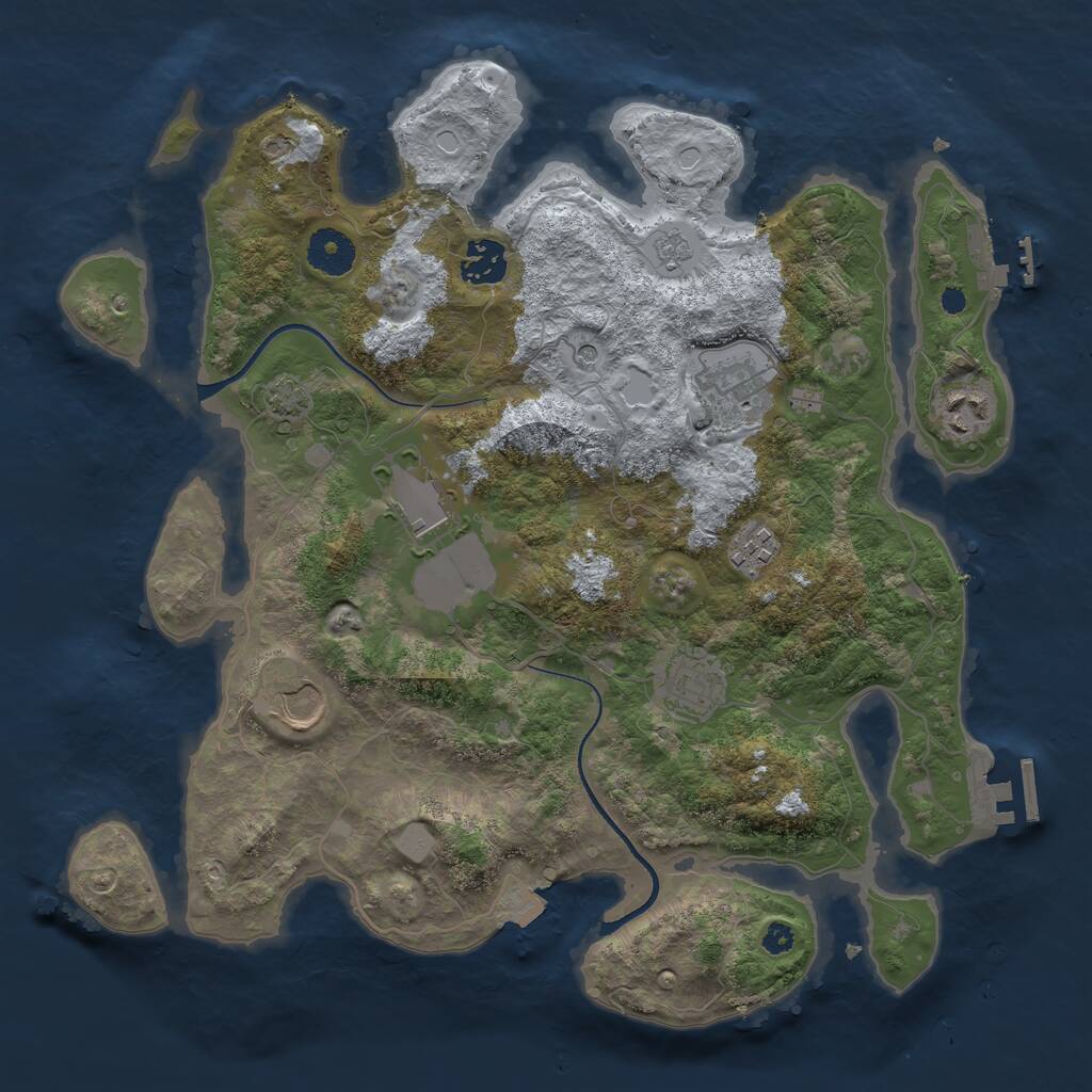 Rust Map: Procedural Map, Size: 3500, Seed: 1639550588, 13 Monuments