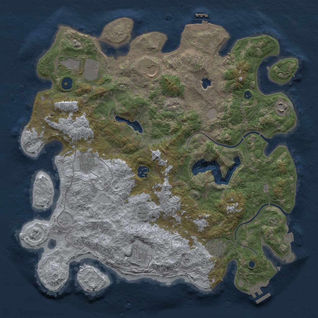 Rust Map: Procedural Map, Size: 4000, Seed: 498601953, 14 Monuments