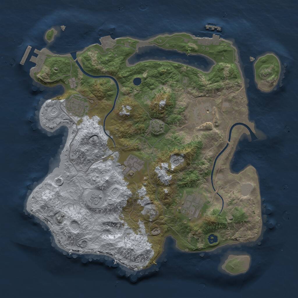 Rust Map: Procedural Map, Size: 3000, Seed: 553017, 10 Monuments