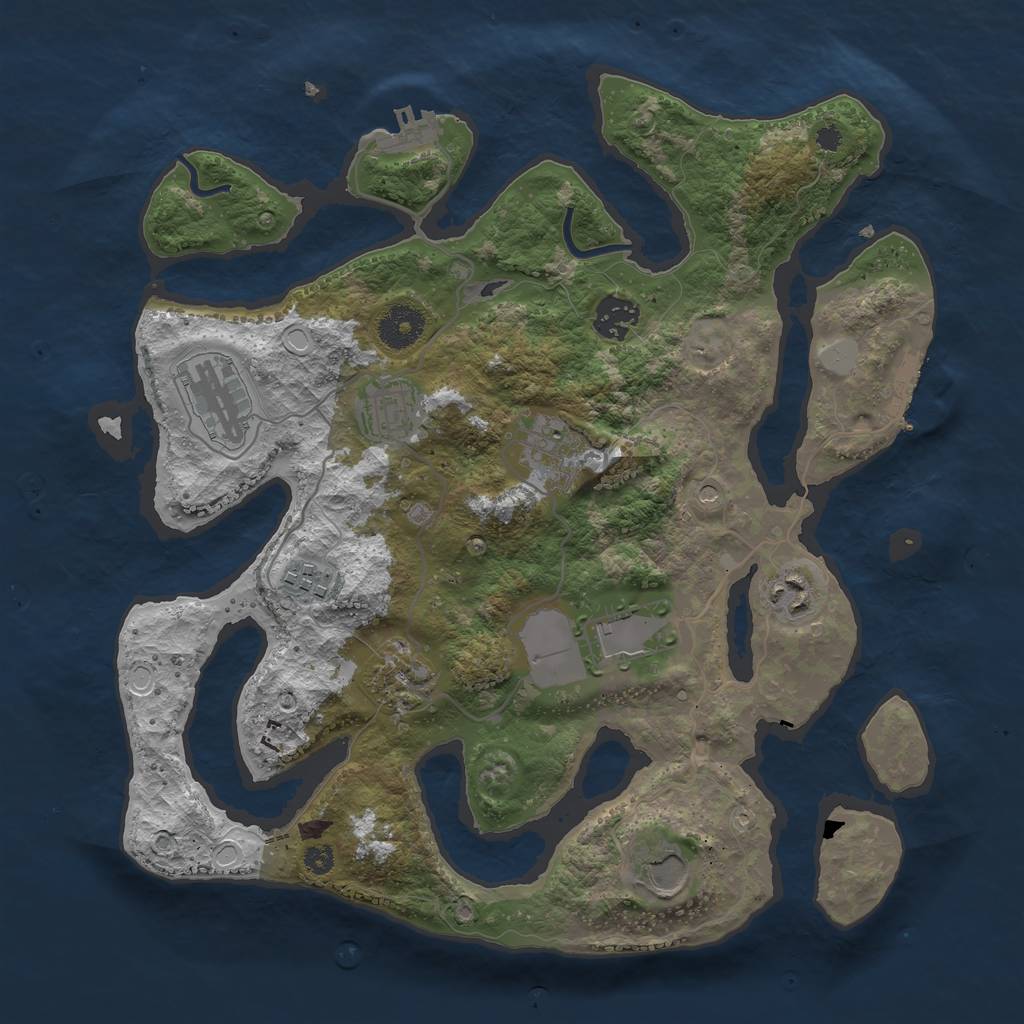 Rust Map: Procedural Map, Size: 3500, Seed: 1215597316, 17 Monuments