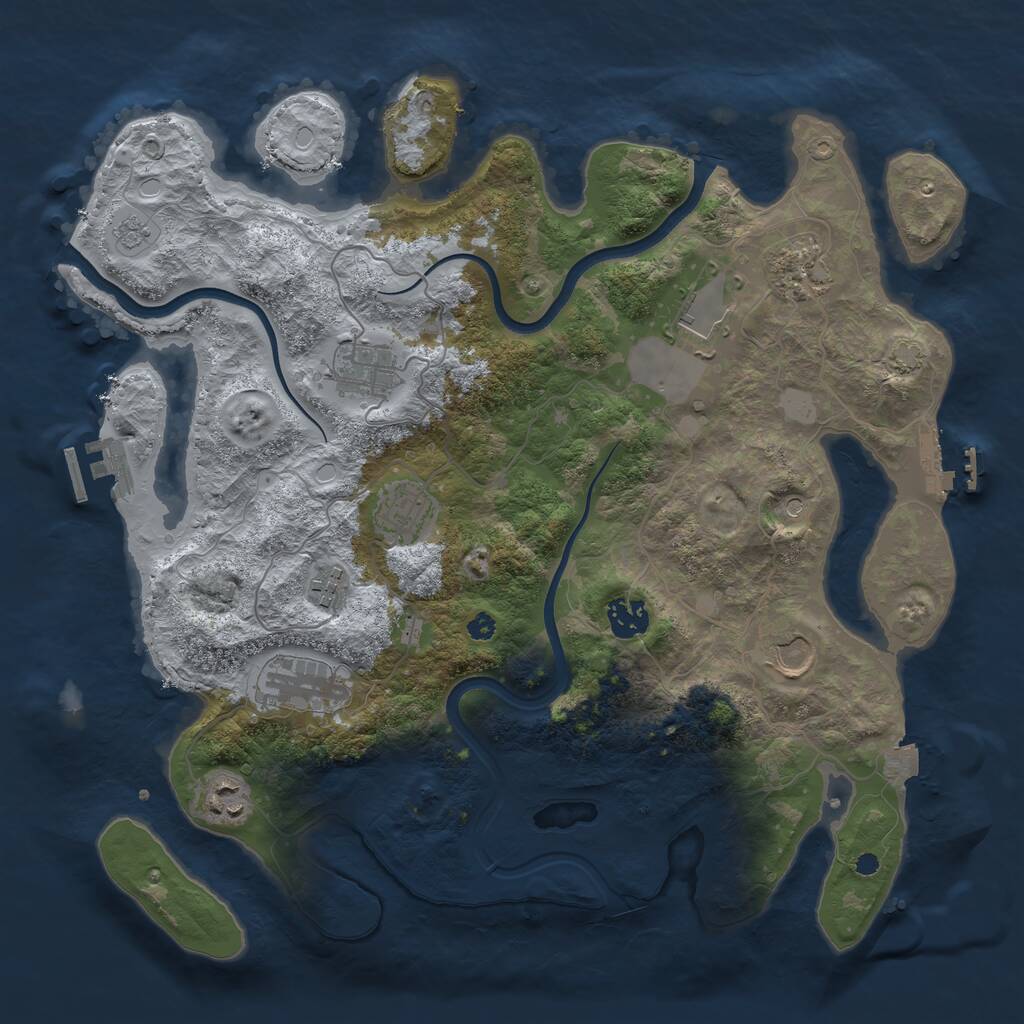 Rust Map: Procedural Map, Size: 3700, Seed: 1865765727, 15 Monuments