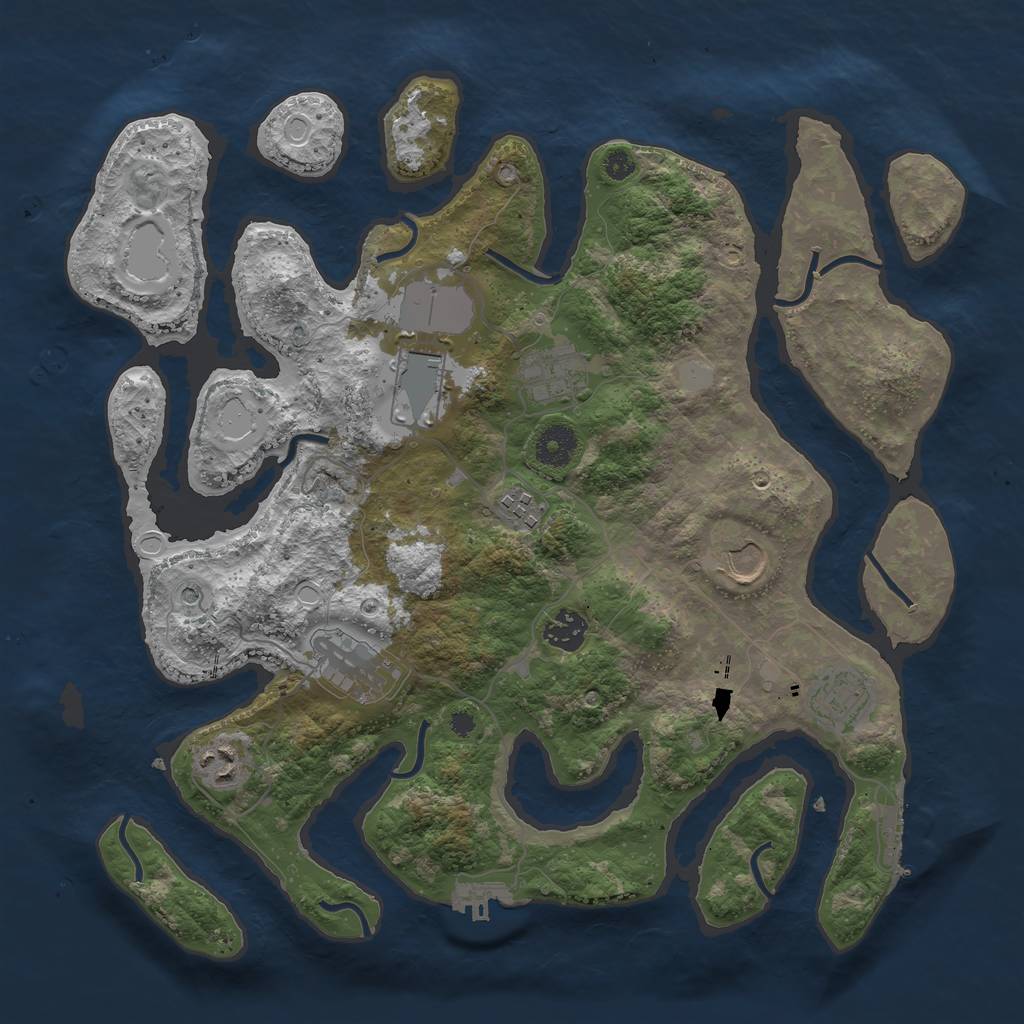 Rust Map: Procedural Map, Size: 3700, Seed: 1865765727, 16 Monuments