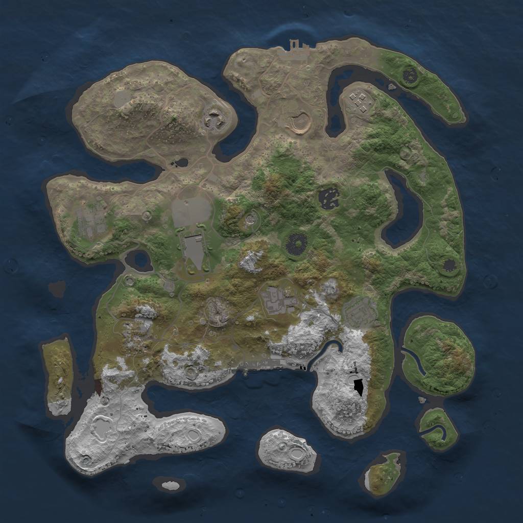 Rust Map: Procedural Map, Size: 3550, Seed: 668551962, 17 Monuments