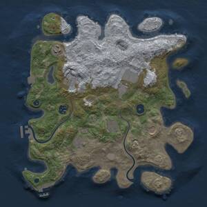 Thumbnail Rust Map: Procedural Map, Size: 3500, Seed: 3032, 13 Monuments