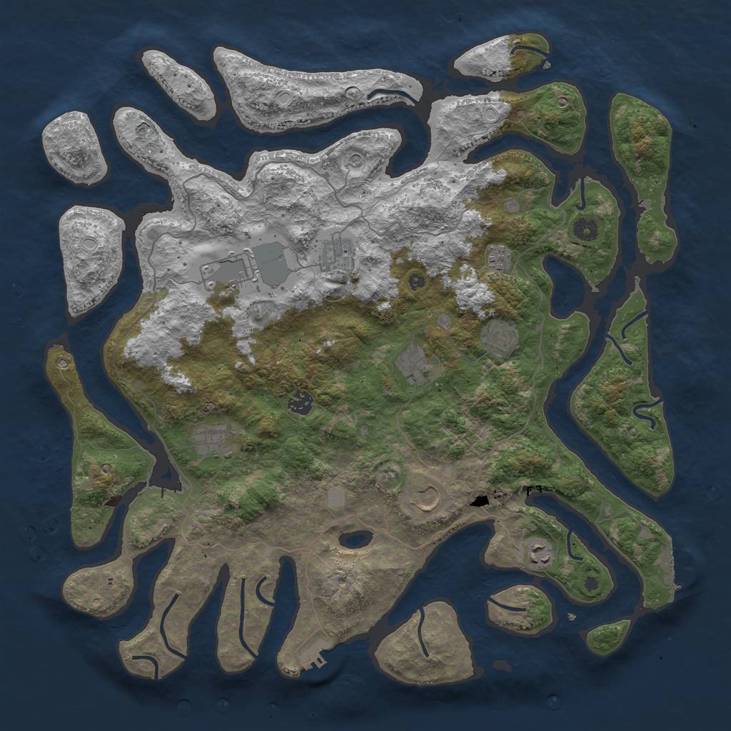 Rust Map: Procedural Map, Size: 4500, Seed: 2051, 17 Monuments