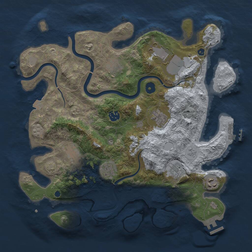 Rust Map: Procedural Map, Size: 3500, Seed: 28796434, 15 Monuments
