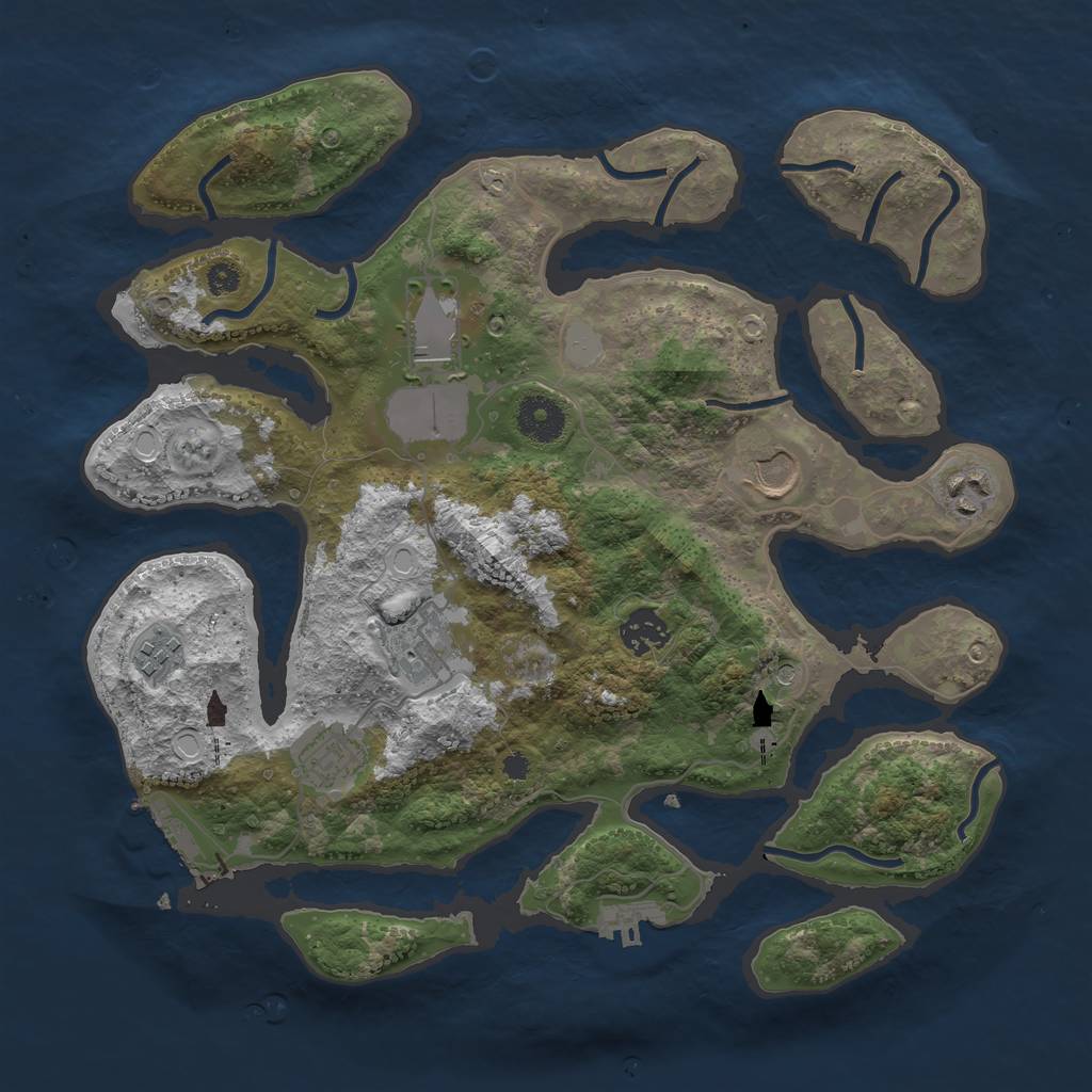 Rust Map: Procedural Map, Size: 3500, Seed: 1226331293, 15 Monuments