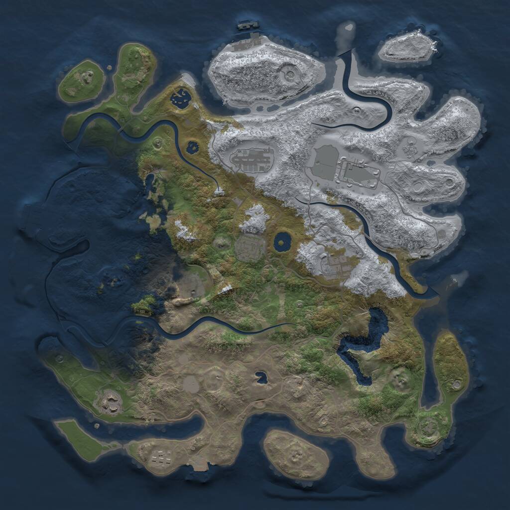 Rust Map: Procedural Map, Size: 4000, Seed: 2351351, 14 Monuments