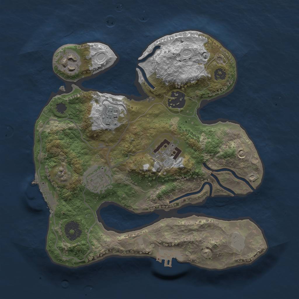 Rust Map: Procedural Map, Size: 2500, Seed: 954008583, 12 Monuments