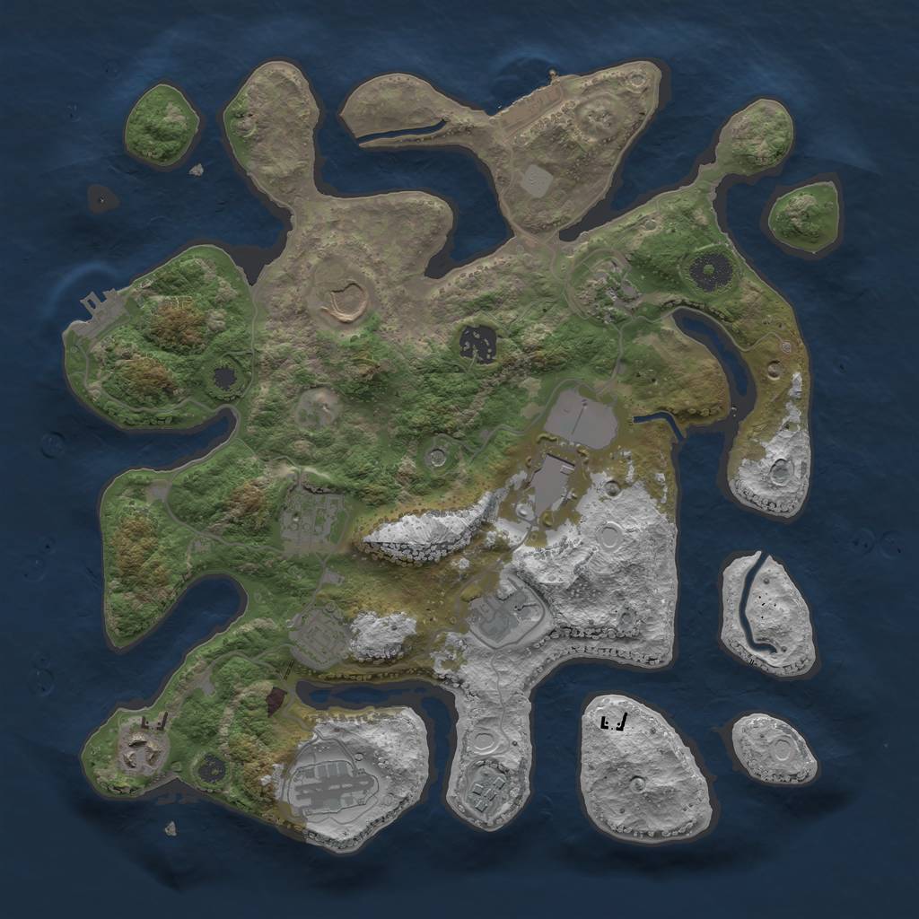 Rust Map: Procedural Map, Size: 3500, Seed: 55011, 18 Monuments