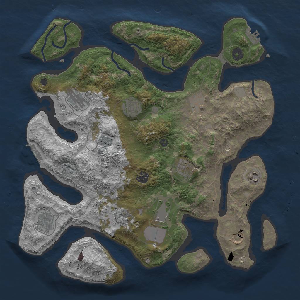 Rust Map: Procedural Map, Size: 3700, Seed: 324113, 19 Monuments
