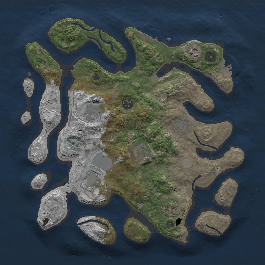 Rust Map: Procedural Map, Size: 3550, Seed: 3603, 15 Monuments