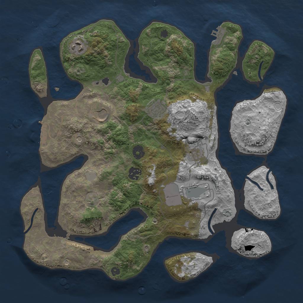 Rust Map: Procedural Map, Size: 3500, Seed: 861622938, 14 Monuments