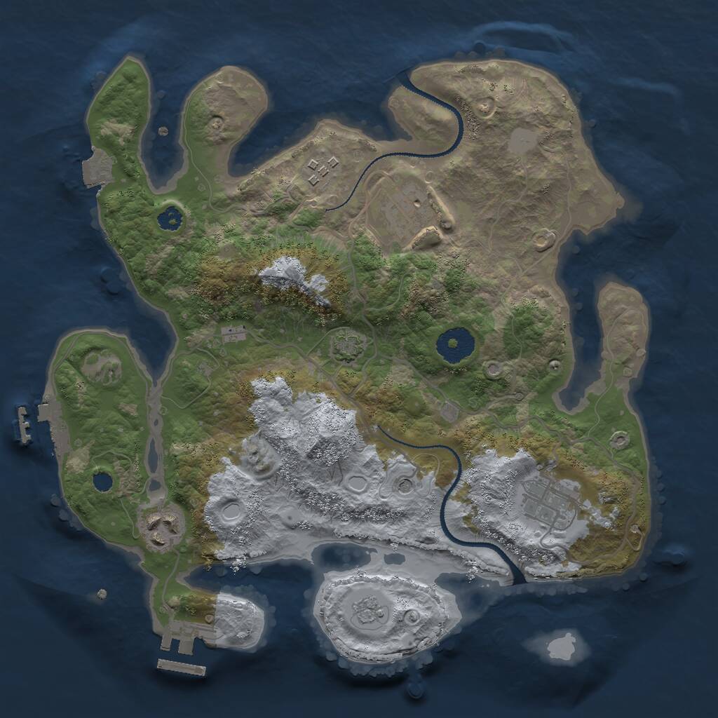 Rust Map: Procedural Map, Size: 3000, Seed: 1186972140, 10 Monuments