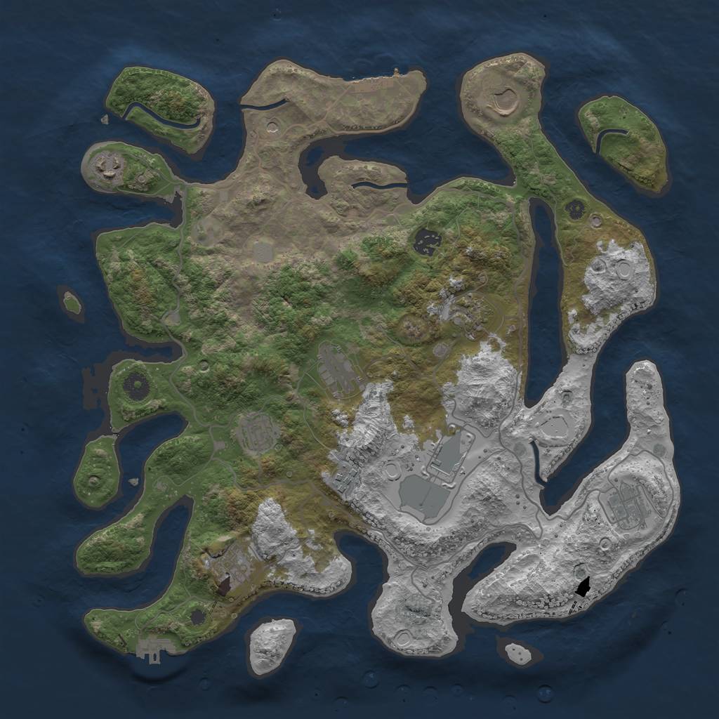 Rust Map: Procedural Map, Size: 4000, Seed: 47948390, 18 Monuments