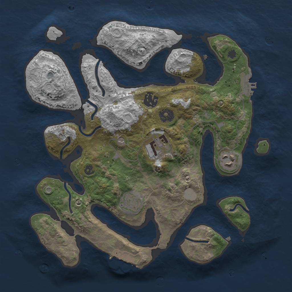 Rust Map: Procedural Map, Size: 3000, Seed: 966220, 12 Monuments