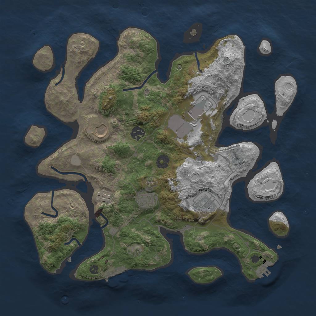 Rust Map: Procedural Map, Size: 3500, Seed: 1328693679, 14 Monuments