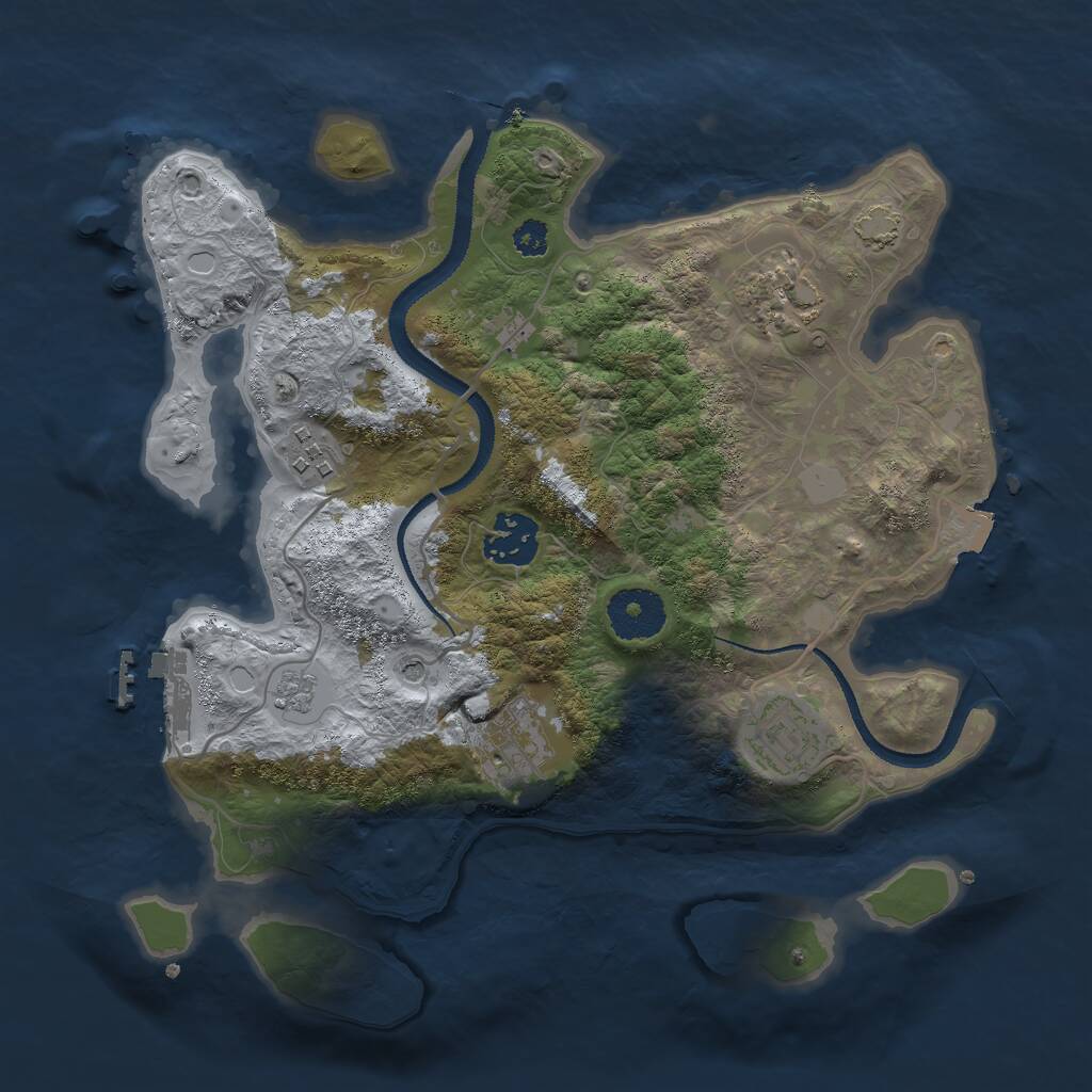 Rust Map: Procedural Map, Size: 3000, Seed: 383733, 10 Monuments