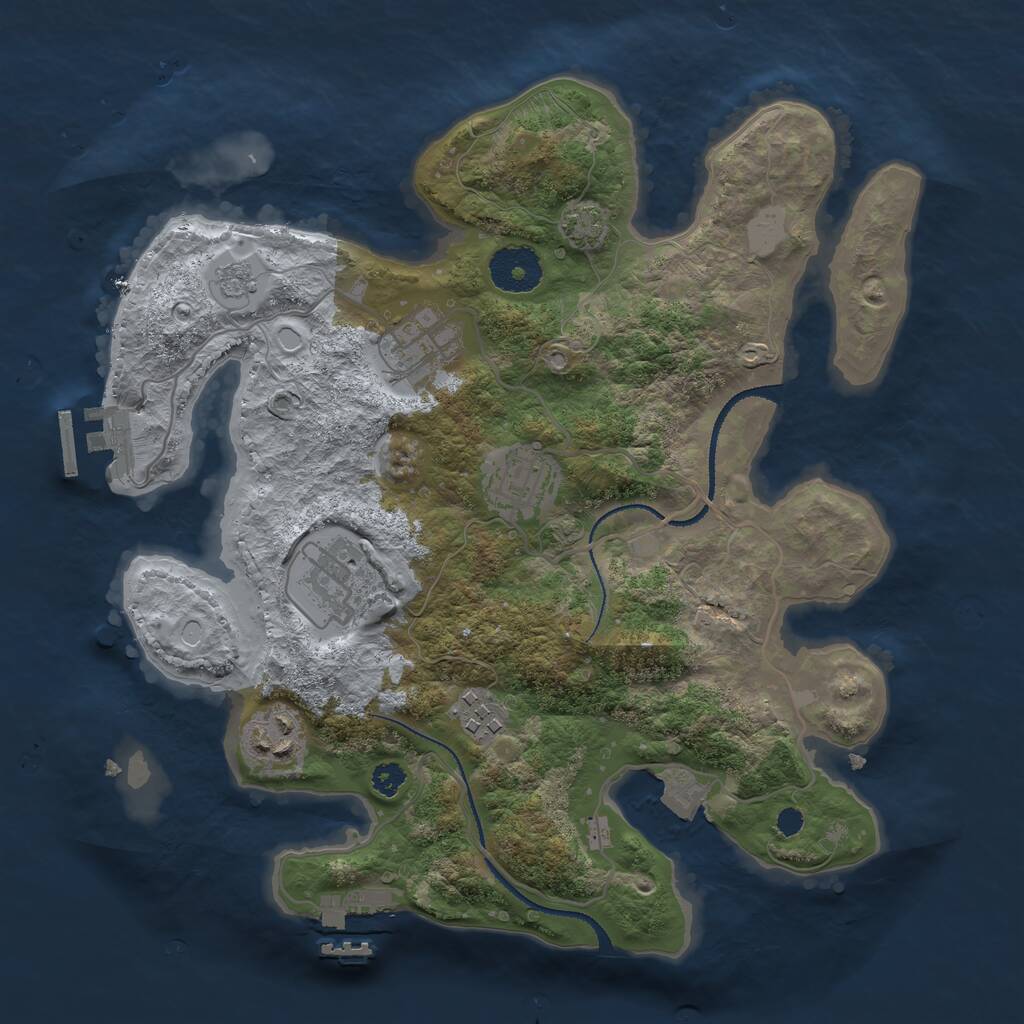 Rust Map: Procedural Map, Size: 3111, Seed: 213354221, 10 Monuments
