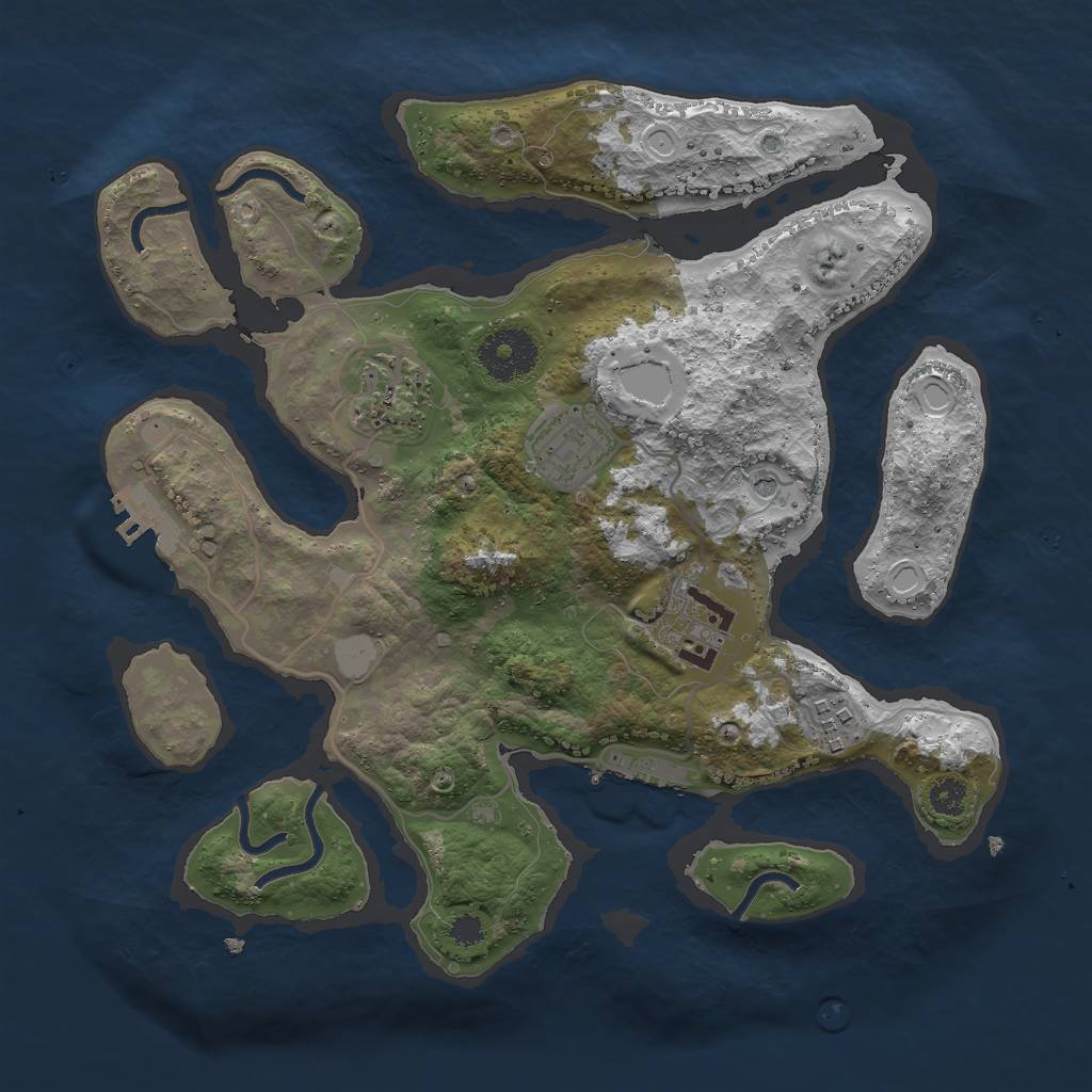 Rust Map: Procedural Map, Size: 3000, Seed: 375330213, 12 Monuments