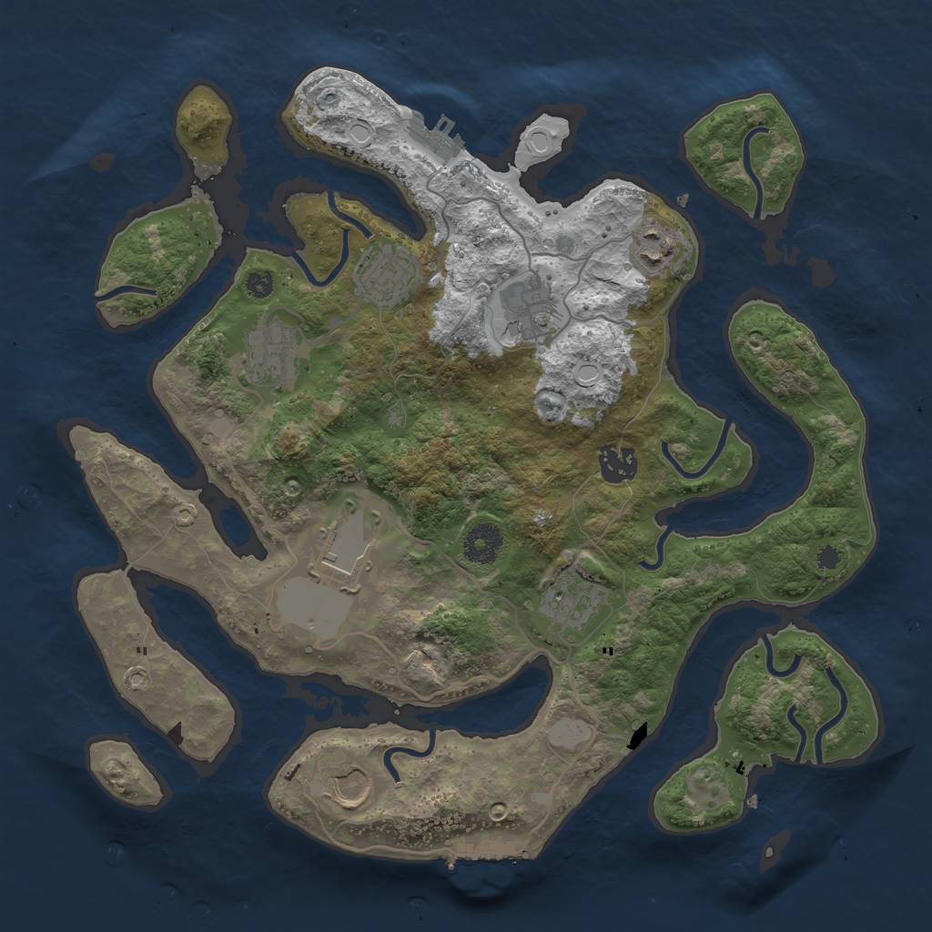 Rust Map: Procedural Map, Size: 3500, Seed: 2943184, 15 Monuments