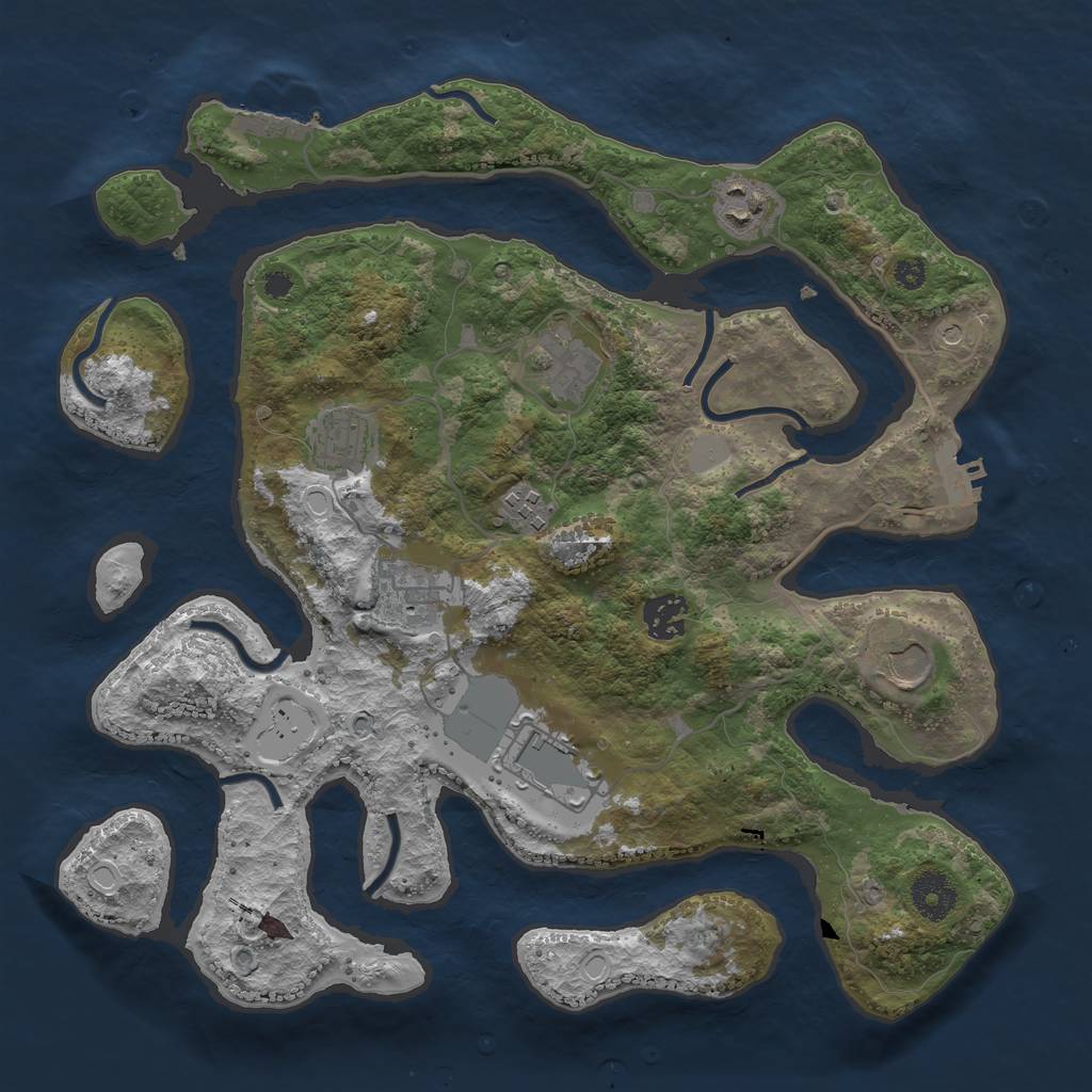 Rust Map: Procedural Map, Size: 3500, Seed: 342052841, 16 Monuments
