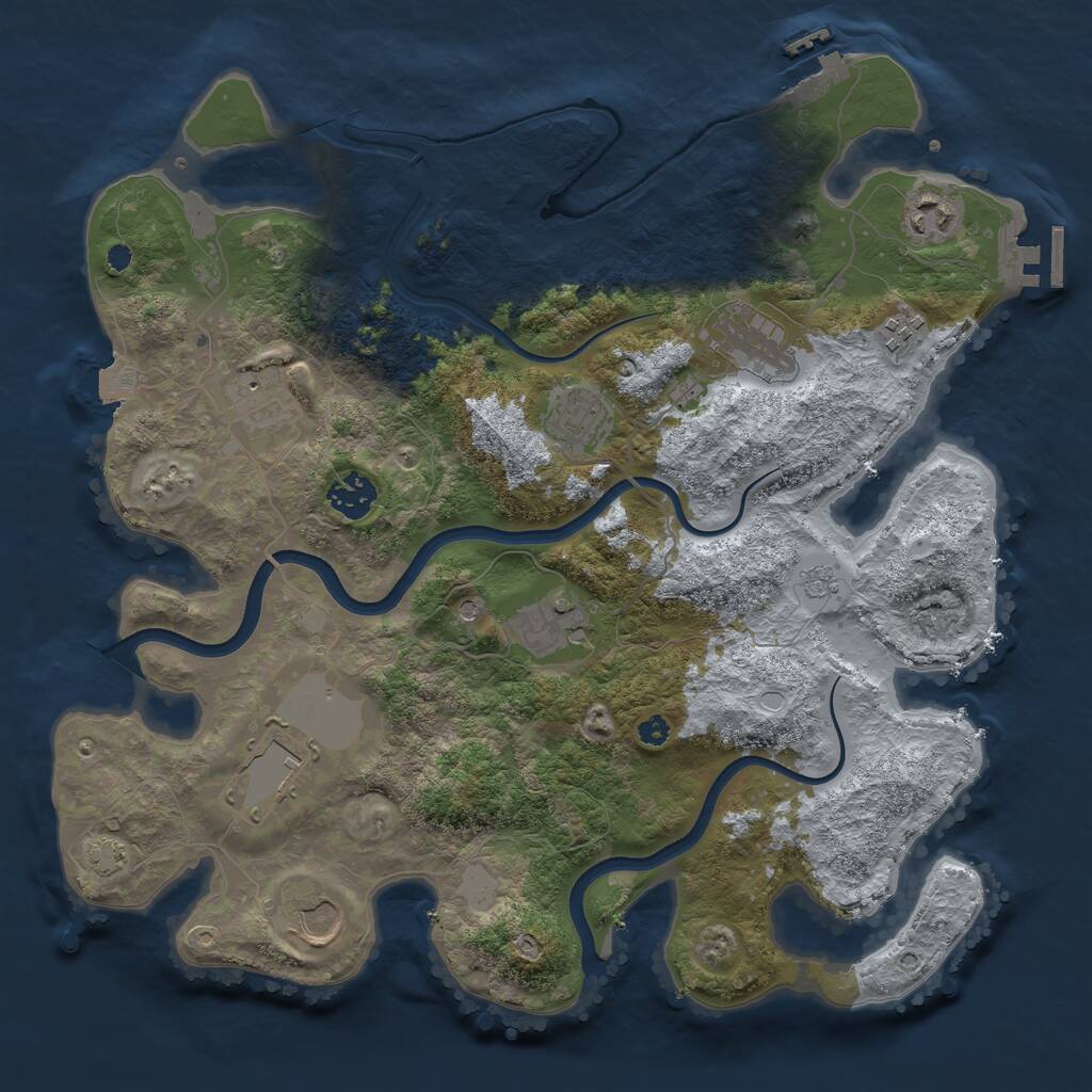 Rust Map: Procedural Map, Size: 3600, Seed: 322066014, 15 Monuments