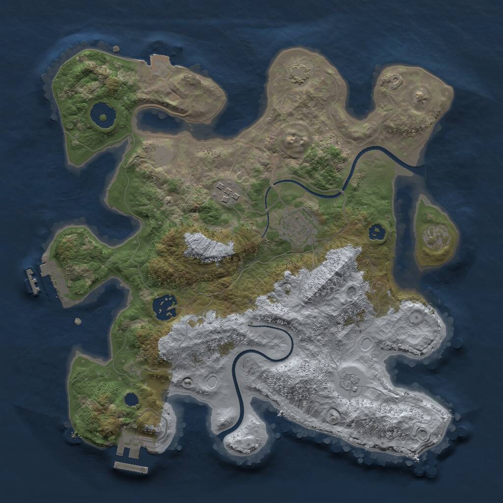 Rust Map: Procedural Map, Size: 3000, Seed: 521380, 8 Monuments