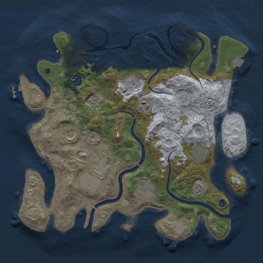 Rust Map: Procedural Map, Size: 3500, Seed: 1123137290, 13 Monuments