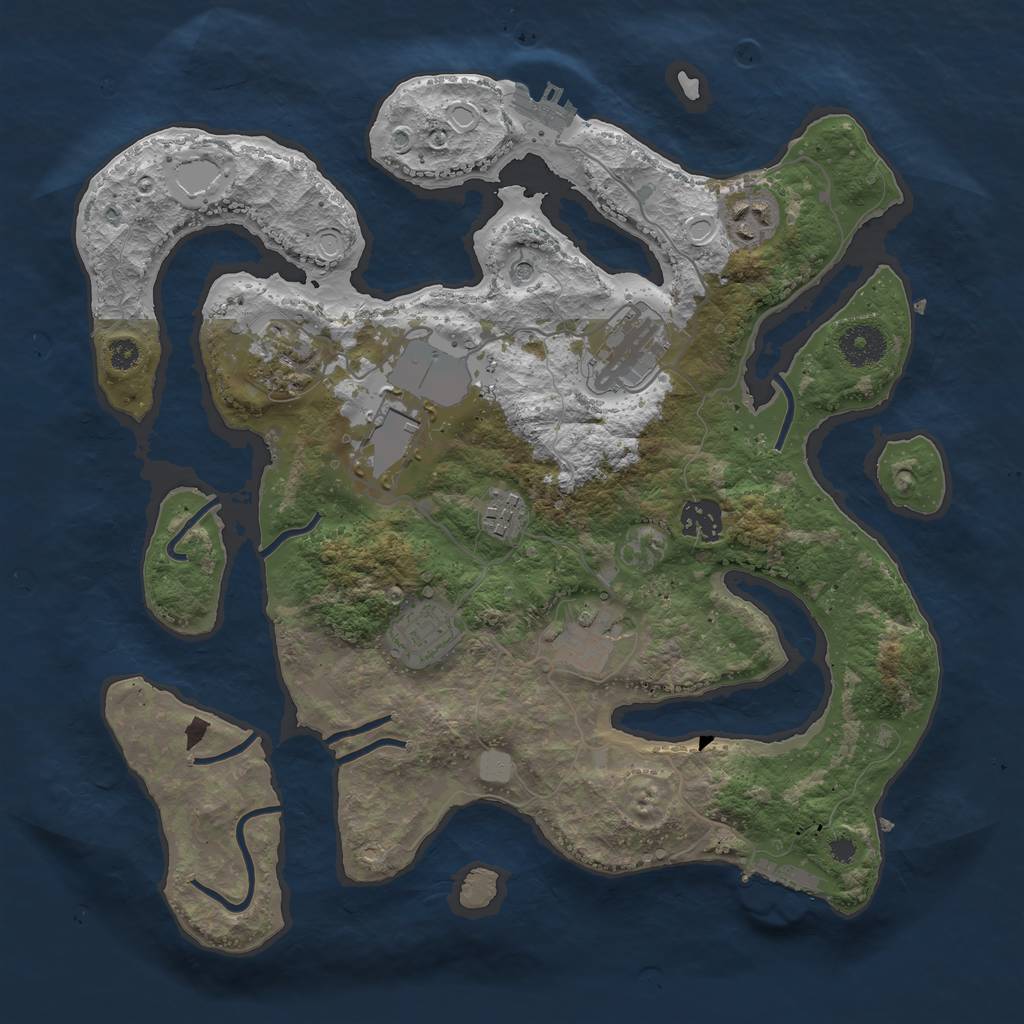 Rust Map: Procedural Map, Size: 3500, Seed: 419749648, 16 Monuments