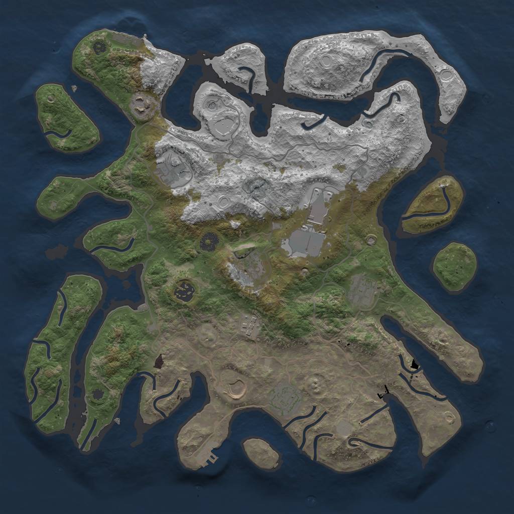 Rust Map: Procedural Map, Size: 4000, Seed: 1991651274, 17 Monuments