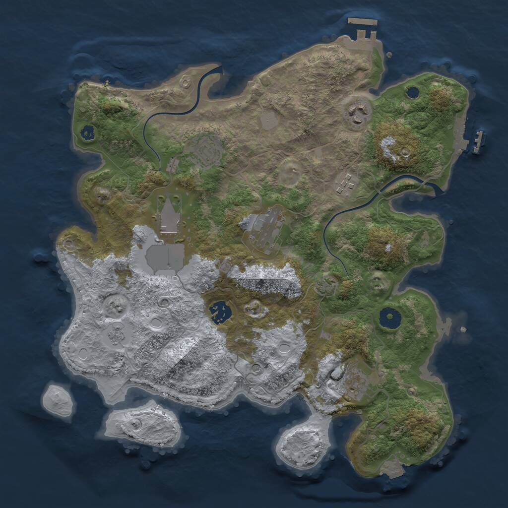 Rust Map: Procedural Map, Size: 3500, Seed: 9219, 13 Monuments