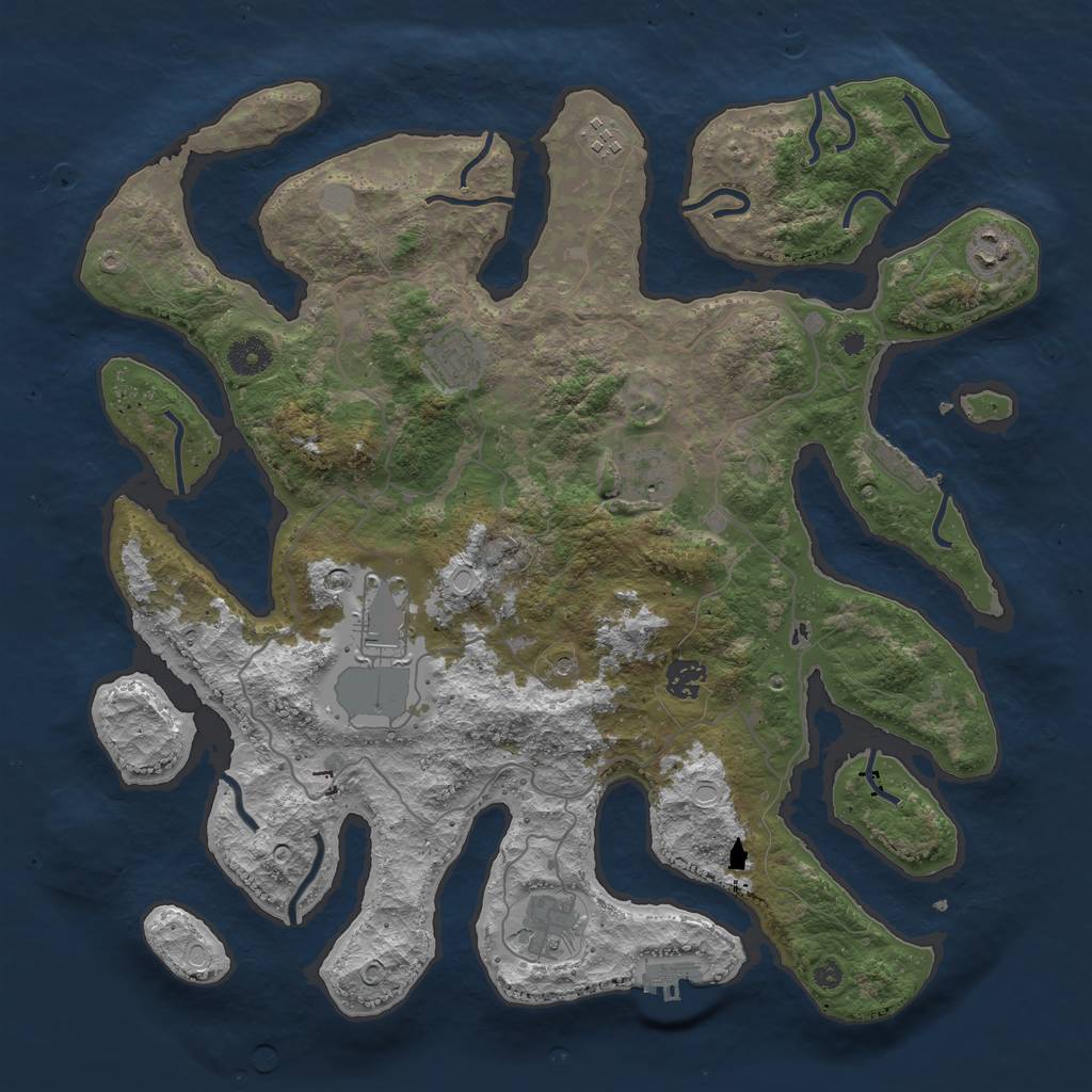 Rust Map: Procedural Map, Size: 4000, Seed: 83888, 15 Monuments