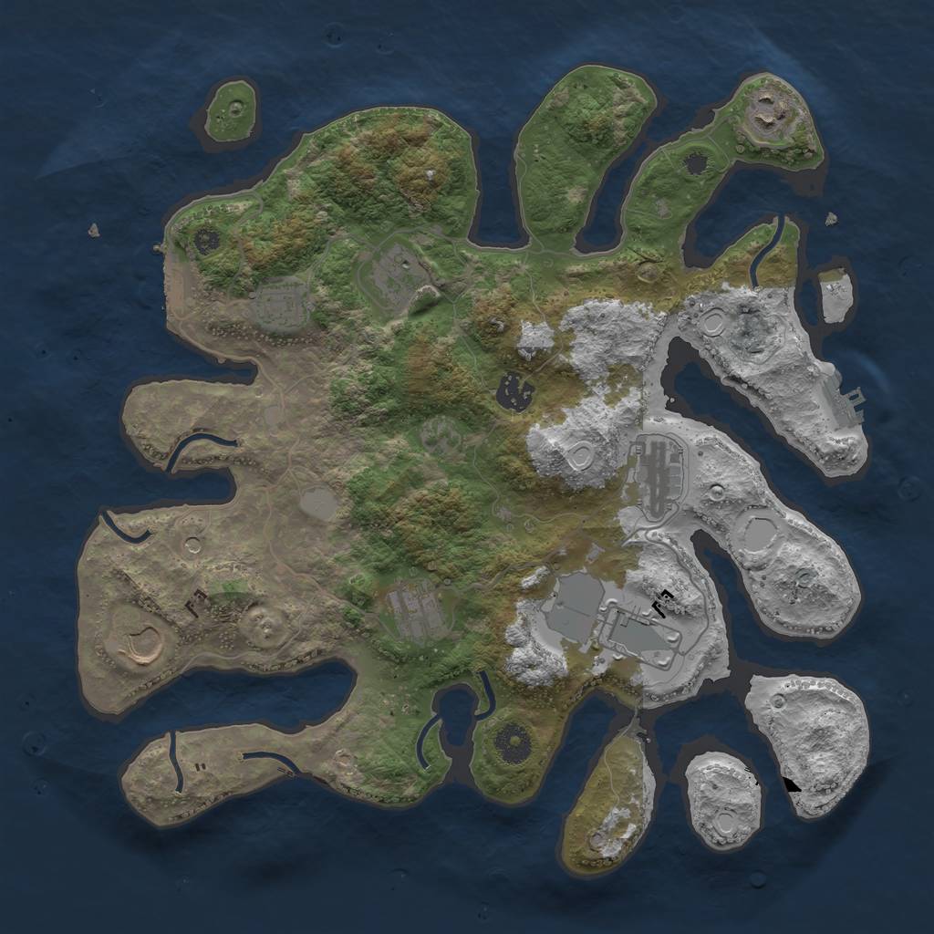 Rust Map: Procedural Map, Size: 3700, Seed: 65816166, 16 Monuments