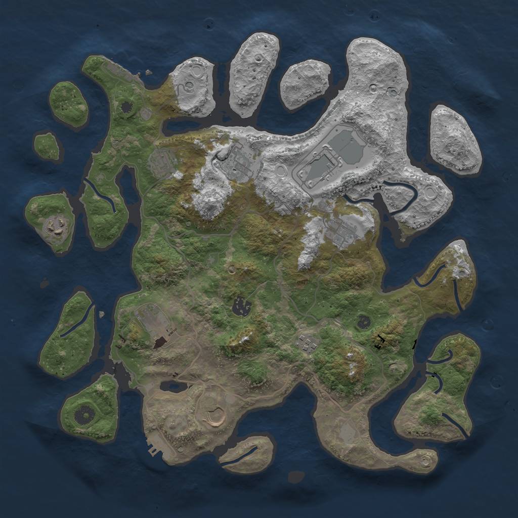 Rust Map: Procedural Map, Size: 4000, Seed: 498037, 17 Monuments