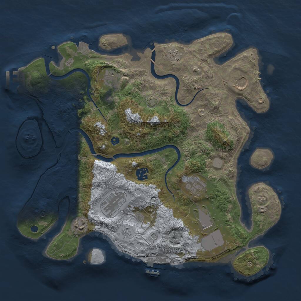 Rust Map: Procedural Map, Size: 3500, Seed: 22601680, 14 Monuments
