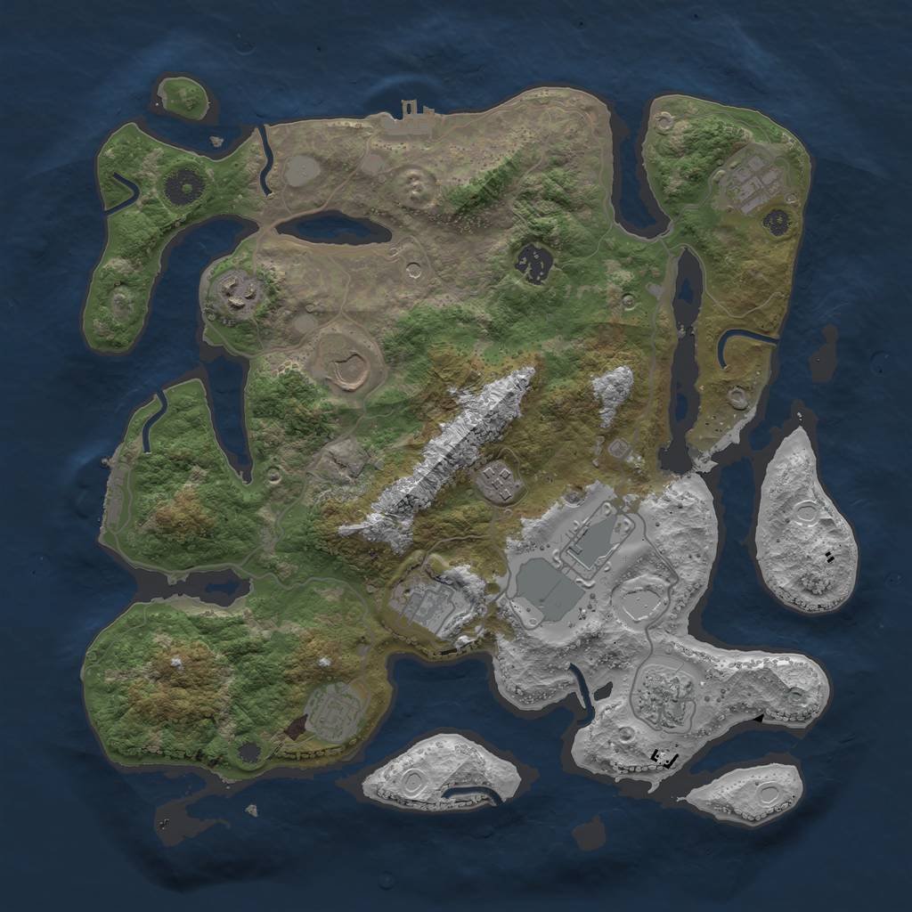 Rust Map: Procedural Map, Size: 3700, Seed: 6581616, 17 Monuments