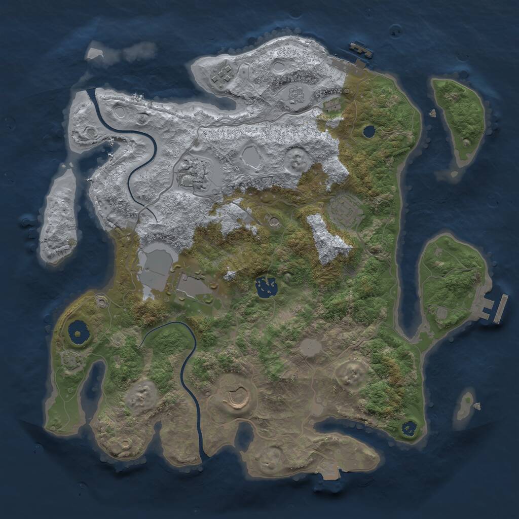 Rust Map: Procedural Map, Size: 3500, Seed: 279377011, 12 Monuments