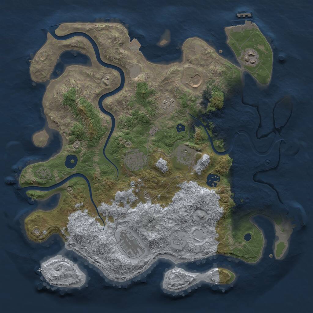 Rust Map: Procedural Map, Size: 3500, Seed: 877, 13 Monuments