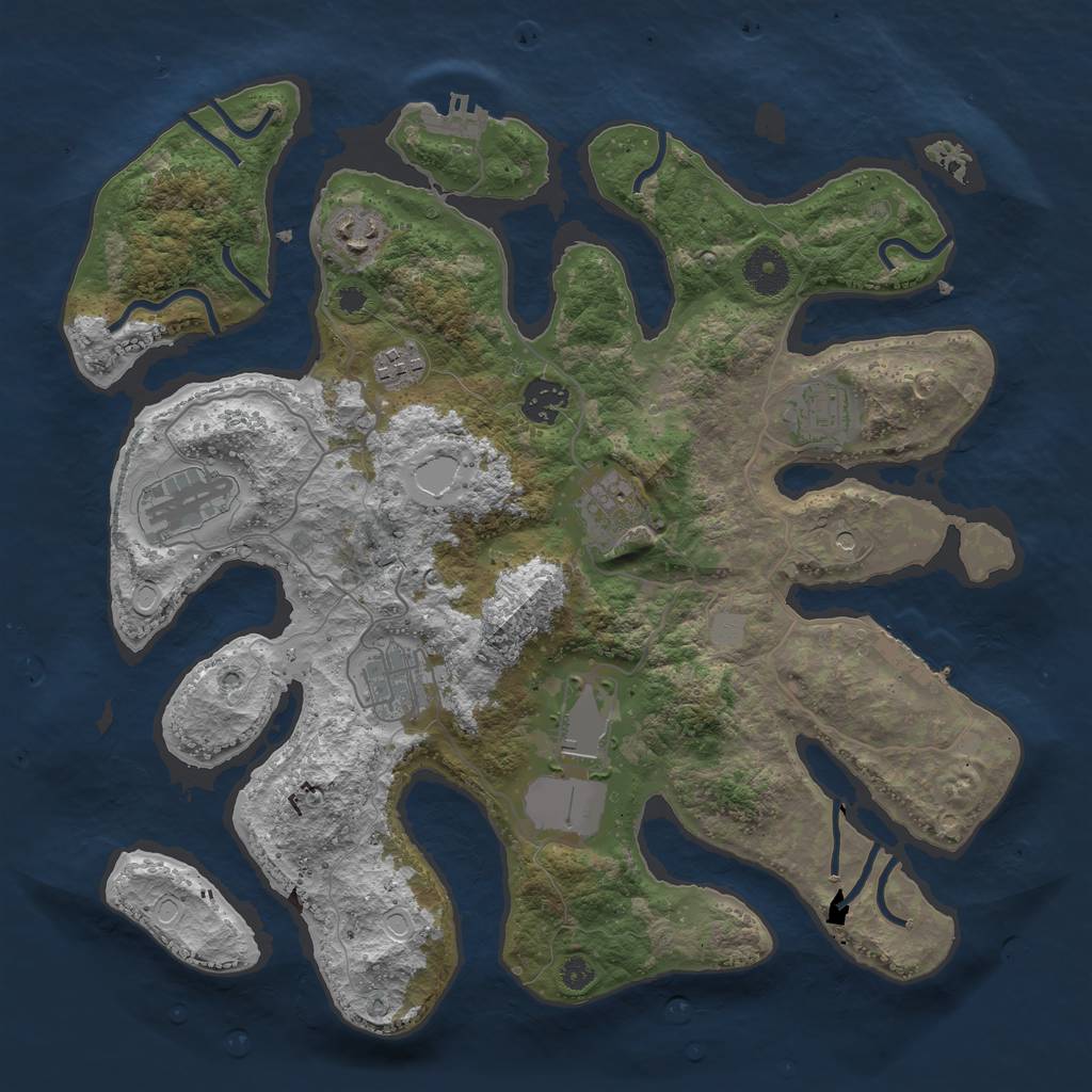 Rust Map: Procedural Map, Size: 3600, Seed: 2661169, 16 Monuments