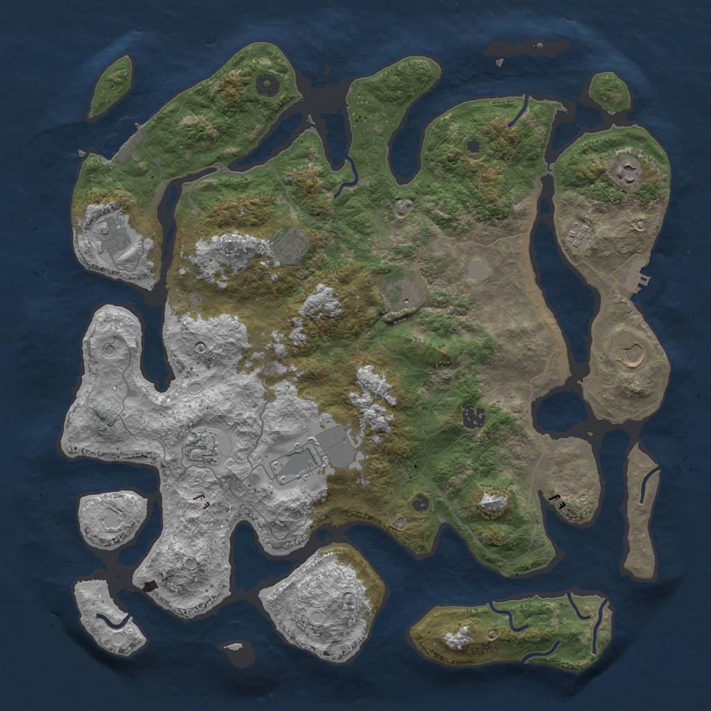 Rust Map: Procedural Map, Size: 4500, Seed: 449853215, 17 Monuments