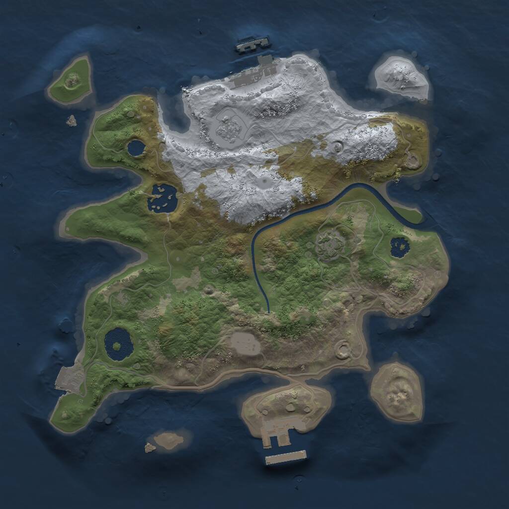 Rust Map: Procedural Map, Size: 2500, Seed: 854654198, 6 Monuments