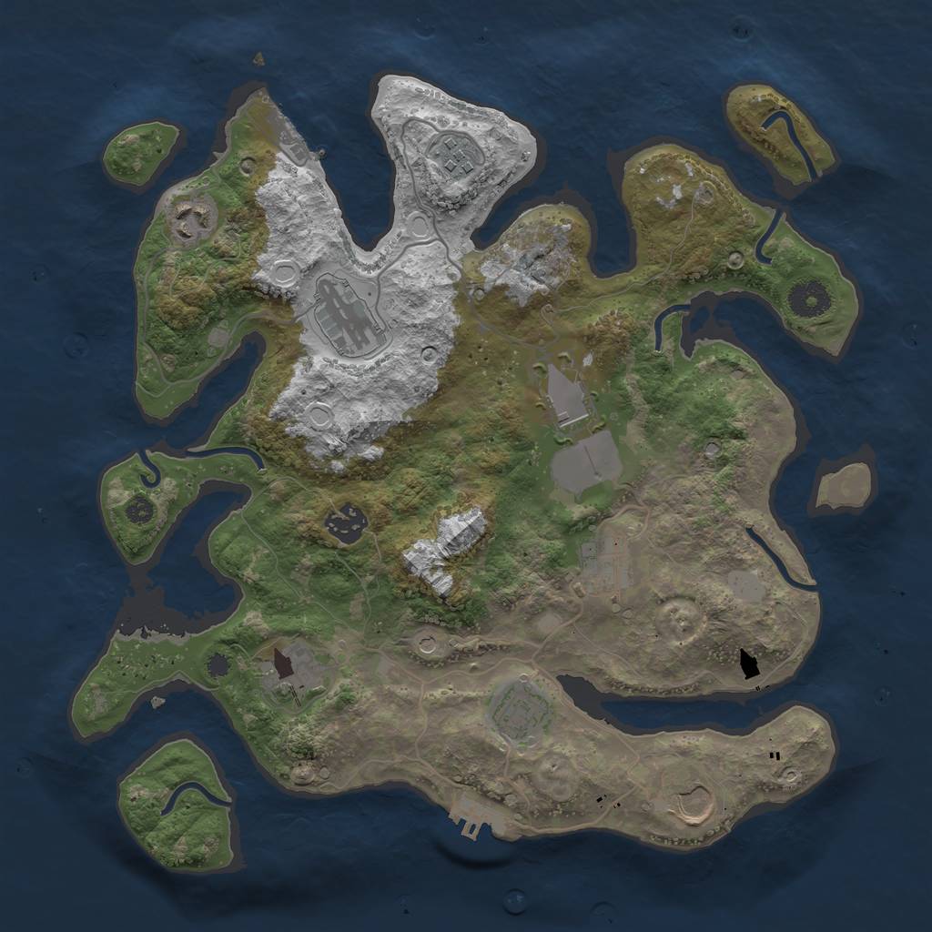 Rust Map: Procedural Map, Size: 3550, Seed: 255846, 17 Monuments