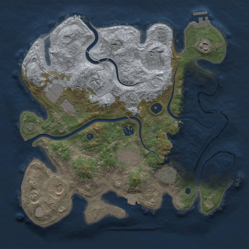 Rust Map: Procedural Map, Size: 3500, Seed: 319738286, 15 Monuments