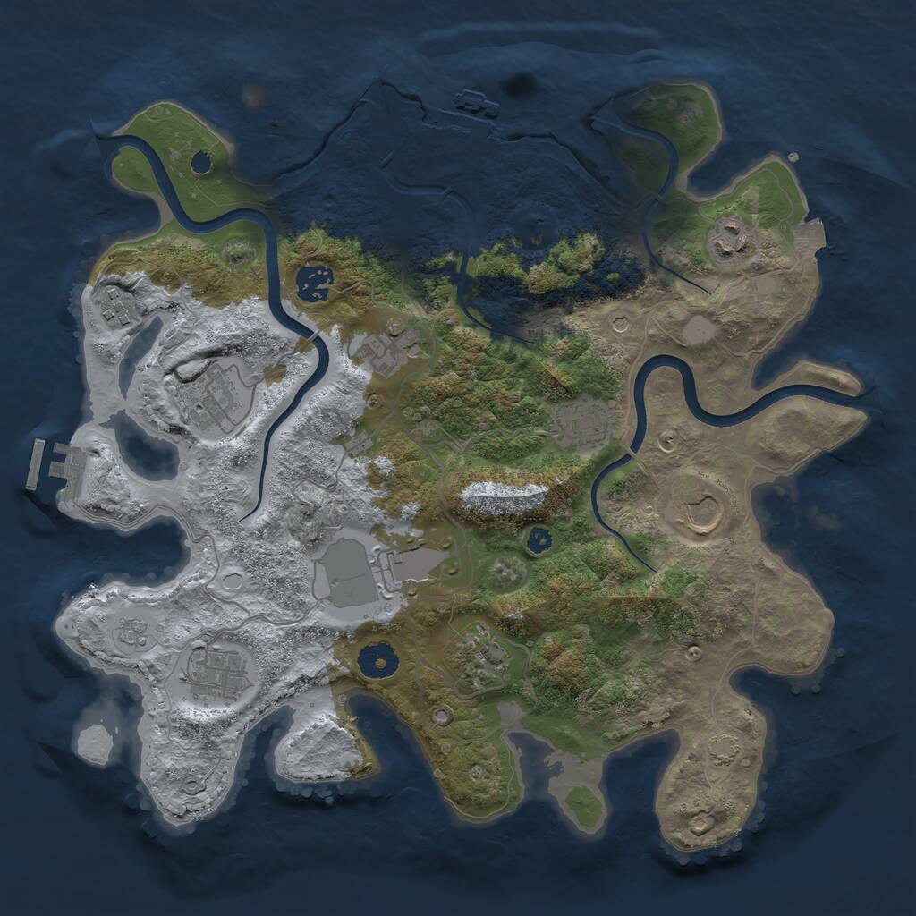 Rust Map: Procedural Map, Size: 3600, Seed: 1936482670, 16 Monuments