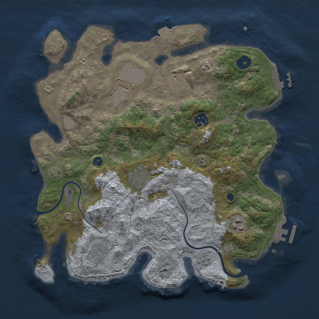 Rust Map: Procedural Map, Size: 3500, Seed: 97238201, 13 Monuments