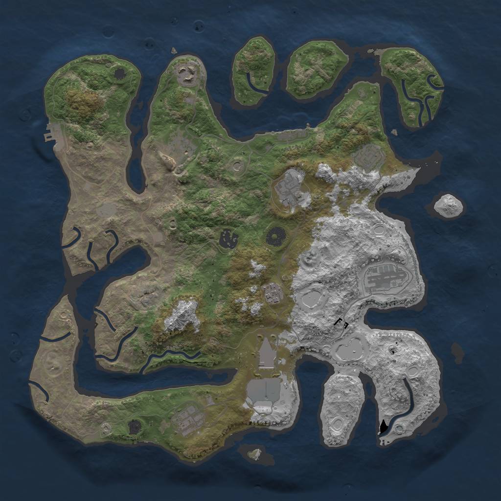 Rust Map: Procedural Map, Size: 3850, Seed: 187927051, 17 Monuments